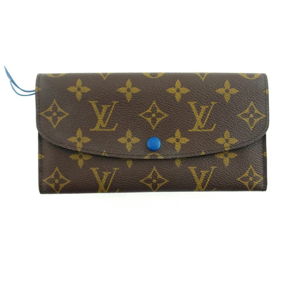 Authentic LOUIS VUITTON LV Monogram Canvas Leather Emilie Long Checkbook Wallet